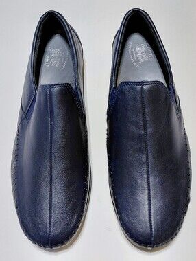 SAS Dream Women's Navy Leather  Slip On Comfort Loafer Size 9WW